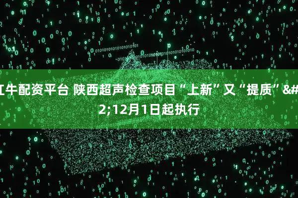红牛配资平台 陕西超声检查项目“上新”又“提质”&#32;12月1日起执行