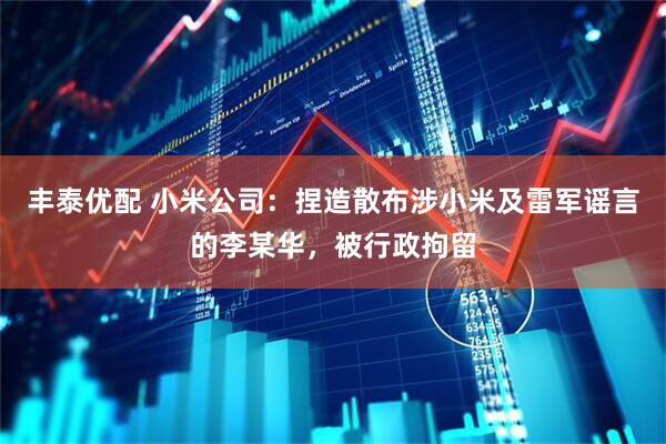 丰泰优配 小米公司：捏造散布涉小米及雷军谣言的李某华，被行政拘留